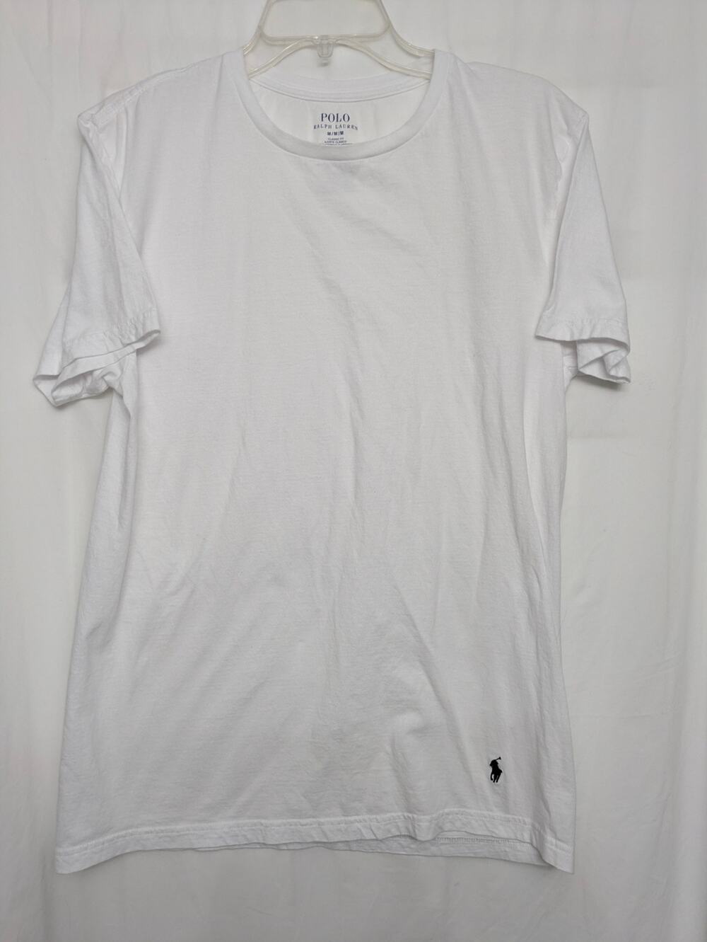 Polo Ralph Lauren Men M Classic Fit White T Shirt Black Pony Logo Cotton